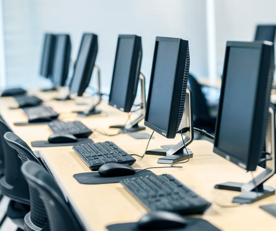 Computers on desks